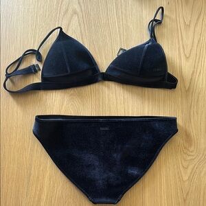 Triangl Swimwear Black Bikini Velvet Set